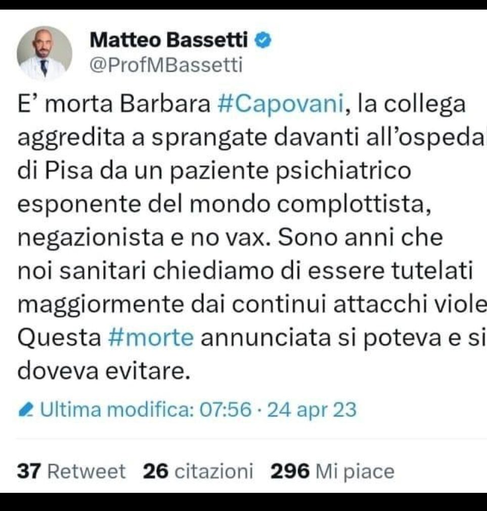 MarioCappell8's tweet photo. Questa è un'istigazione all'odio enunciata da un fantoccio. Con questo Teewt ha mostrato una volta in più, la sua povertà intellettuale e la sua cattiveria. 
Associare chi non si è vaccinato per la Covid 19, ad un assassino profondamente disturbato, non è per nulla giustificabile https://t.co/30KV7aKwCu
