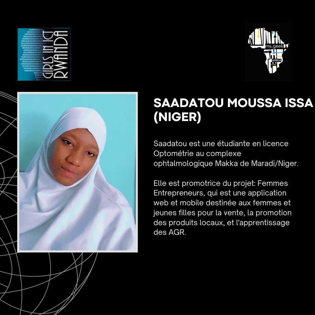 Meet Saadatou Moussa Issa, representing #Niger at #tas2023 for #MsGeek2023 #GirlsInICTDay