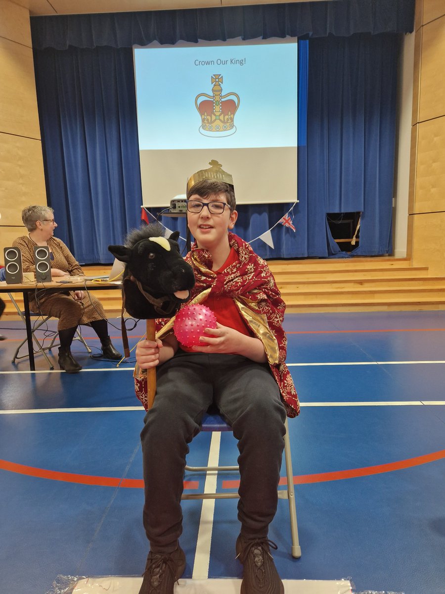 VPSCarluke's tweet photo. Today's assembly was all about the upcoming coronation! Sam kindly offered to pretend to be the King and acted out being coronated! https://t.co/TMpBiJ2STp