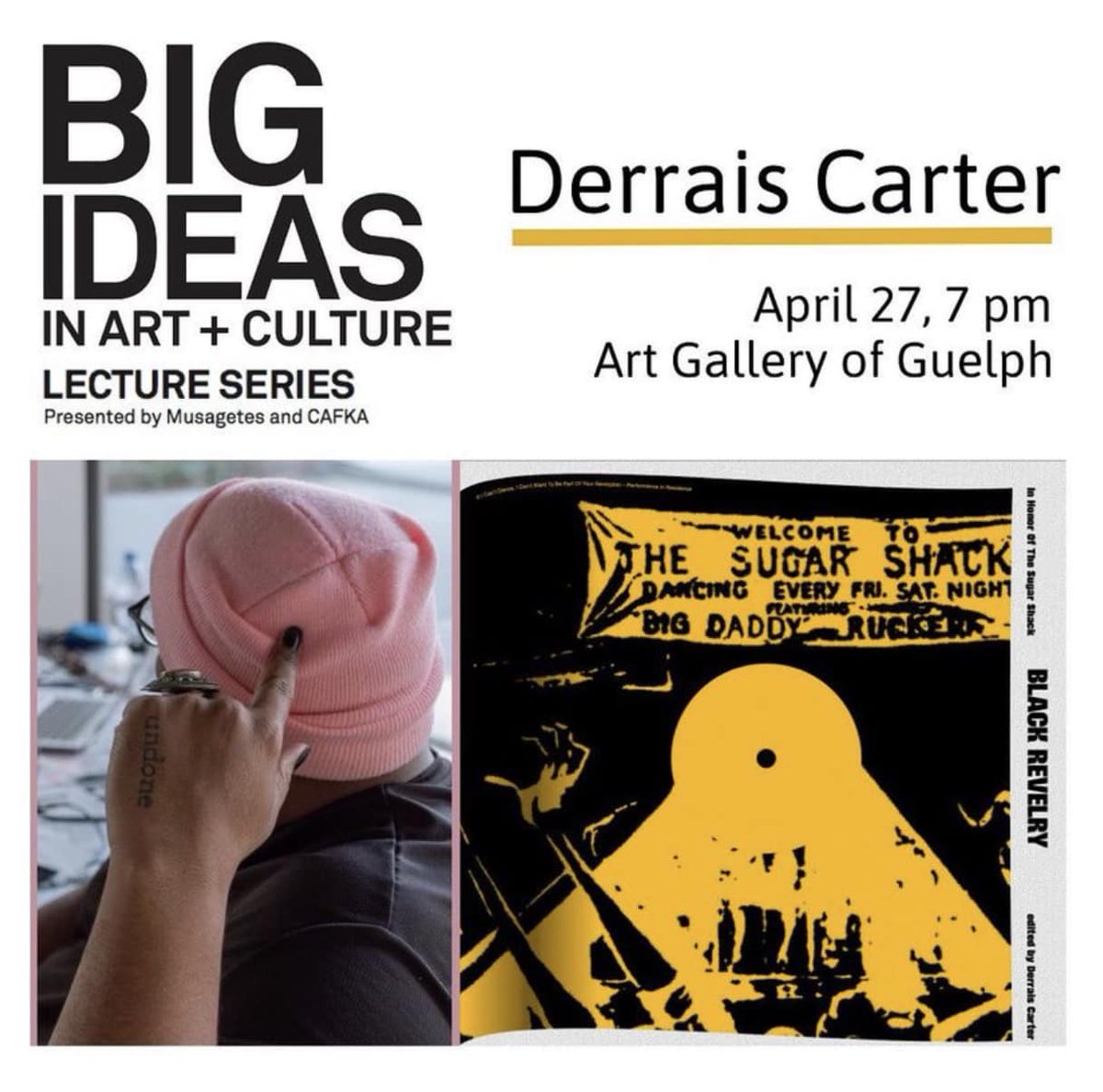 We're so excited for <a href="/AEFestGuelph/">ArtsEverywhere Fest</a>'s Big Ideas in Art + Culture talk Thursday, April 27 at 7 pm. Derrais Carter presents Black Vitality: Life, Listening, and The Sugar Shack, and the evening also features a musical performance by @joninehrita!

Learn more:festival.artseverywhere.ca/event/black-vi…