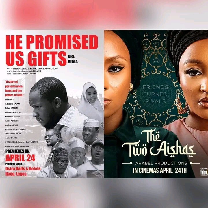 OElleha's tweet photo. Arabel’s The Two Aishas, Kafidipe’s Orę Àtàtà for cinema Monday

For the first time, Nigerian fun lovers would have the opportunity to watch two faith-based movies during the 2023 Eid-el-Fitr holiday, as Arabel Productions, Prudent media and KarfyComm Dawah Group premiere The Two https://t.co/fdH26RHfD3