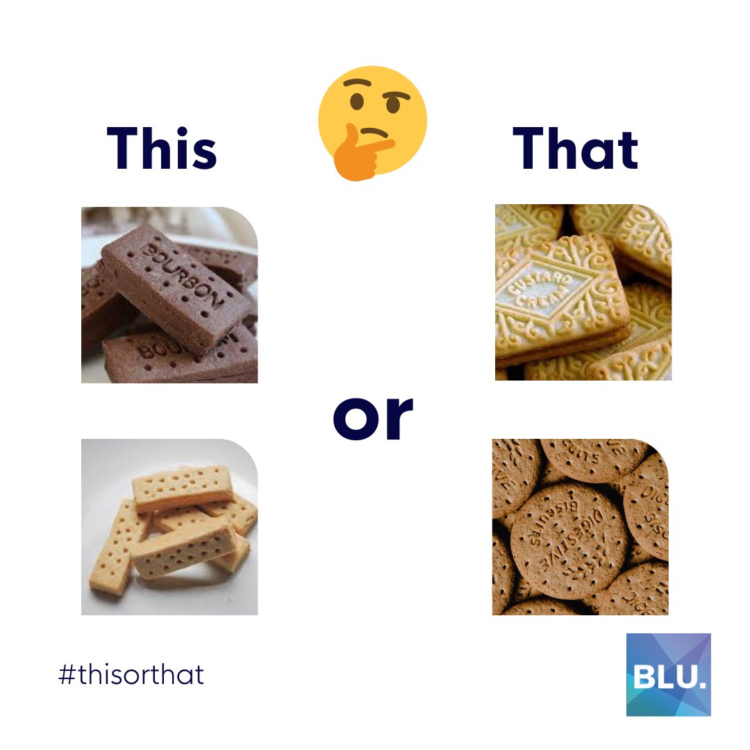 BluDigitalLife's tweet photo. What's the best biscuit to have with an afternoon cuppa? 🍪🍵
#thisothat
#biscuits
#custardcreams
#bourbons
#shortbread
#digestivebiscuits https://t.co/nvwm7ysI7e