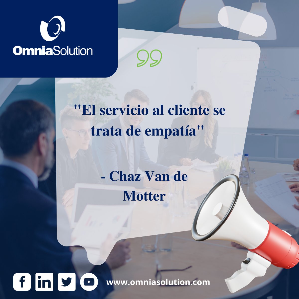 osolutionsac's tweet image. 🙌 ¡Buen inicio de semana para todos! 😊

&quot;El servicio al cliente se trata de empatía&quot; - Chaz Van de Motter

#OmniaSolution #ValorOS #servicio #vocacióndeservicio