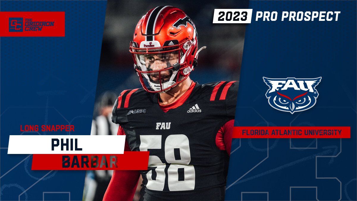 ⚠️ Attention Pro Scouts, Coaches, and GMs ⚠️ You need to look at 2023 Pro Prospect, Phil Barbar @PhilipBarbar, a LS from @FAUFootball #2023ProProspect #DraftTwitter #NFLDraft #CFL #XFL #USFL #ProFootball 🏈 👀 See our Interview: thegridironcrew.com/phil-barbar-20…