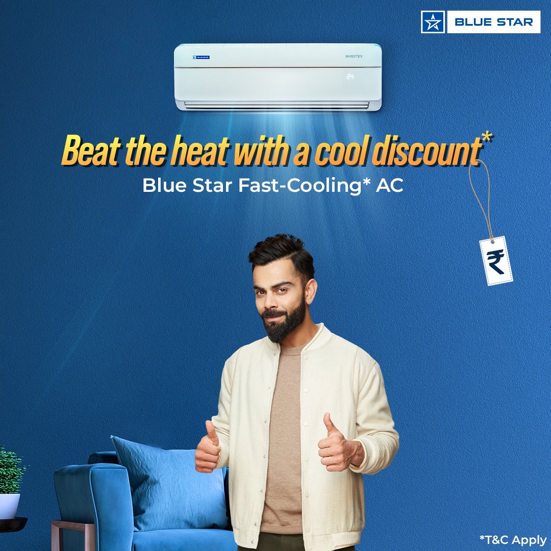 Beat the heat this summer and enjoy cool savings on Blue Star Fast-Cooling* ACs. 

To know more, visit: bluestar-offers.com/summer-2023-ai…

#GarmiKiChhutti #BlueStar #BlueStarFastCoolingAC #Summer #FastCoolingAC #StayCool