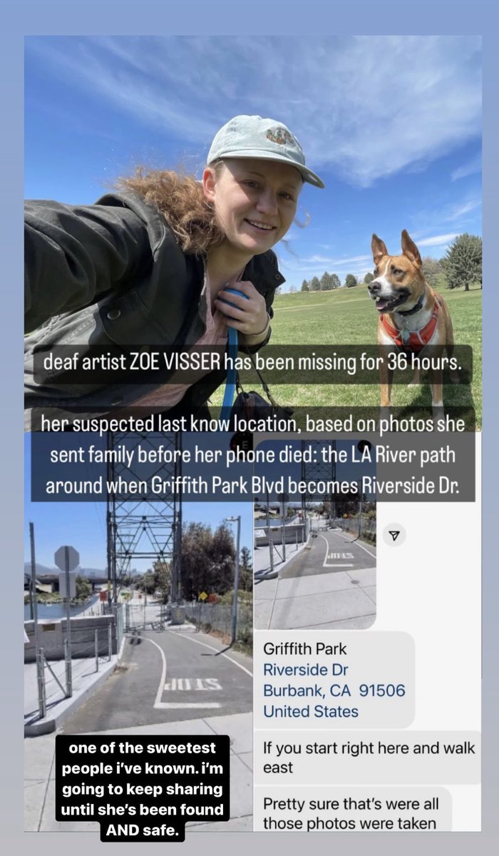 my family member..if you're out on the trail please keep a look out. 
#zoevisser #deaf #deafartist #sangabrielriver #griffithpark #burbankca #MissingPerson #fimdme #findzoe #MISSING