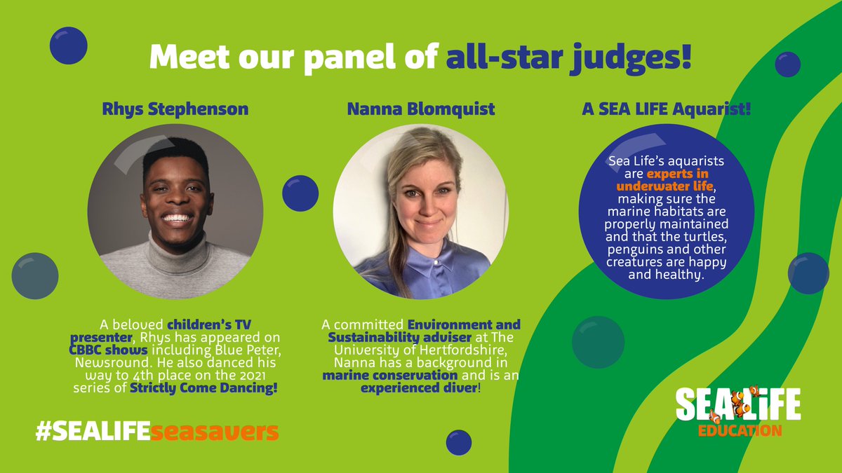 We’ve got three brilliant judges lined up to review your artwork. The six regional winners will receive a video from the judges giving their feedback on the winning piece! Participate now visitsealife.com/uk/schools/sea…
#SEALIFESeaSavers