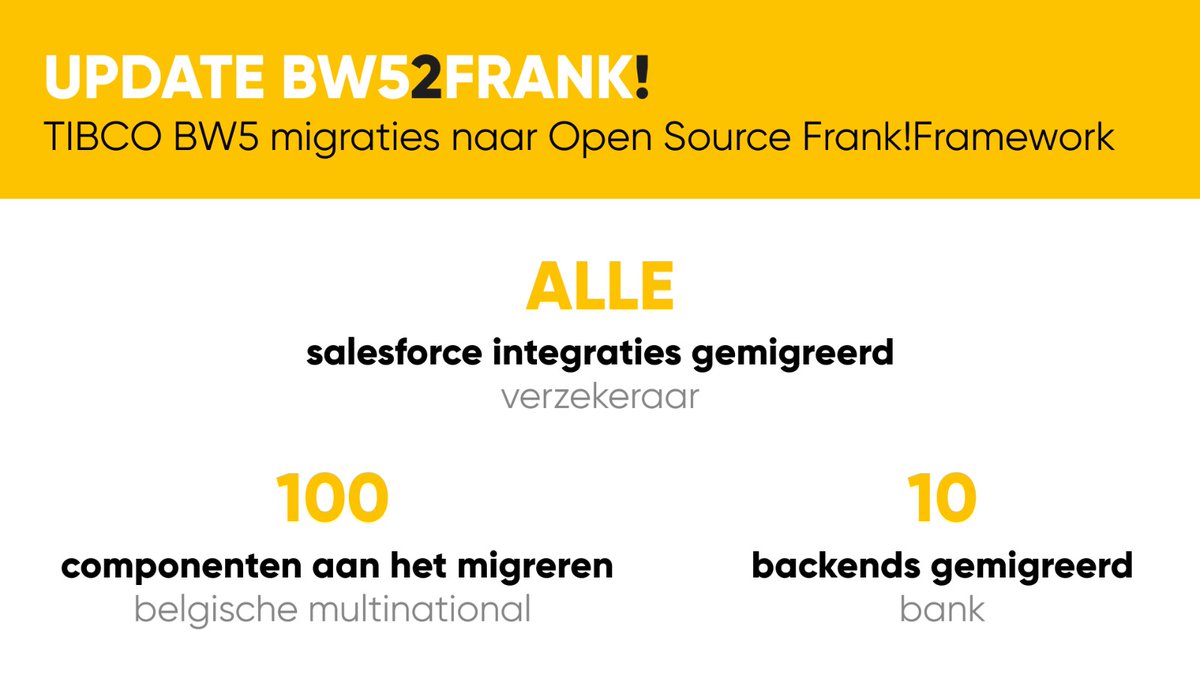 WeAreFrankNL's tweet image. Wil je ook van je #closedsource #integratieplatform af? Wij kunnen ook helpen met de migratie van Tibco BW5 naar het Frank!Framework. Maar bijvoorbeeld ook voor platforms als:
#OracleServiceBus
#IBMAce
#AdeptiaConnect
#SAPCloudIntegration