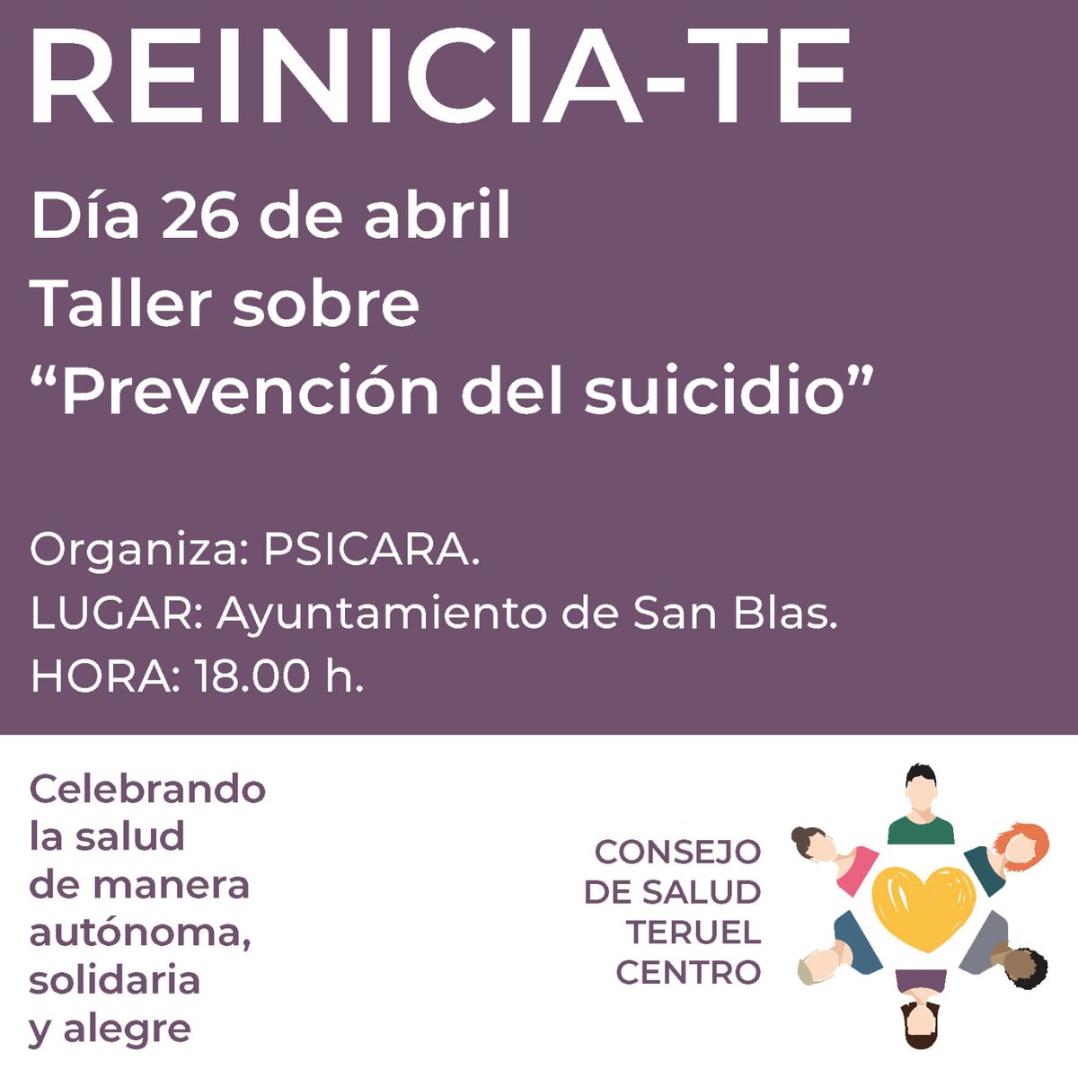 PacapAragon's tweet photo. Esta semana sigue el mes de la salud del CSZ #Teruel-Centro #AtenciónComunitaria #AtenciónPrimaria #AcciónComunitaria #saludmental https://t.co/sXydOmbVJO