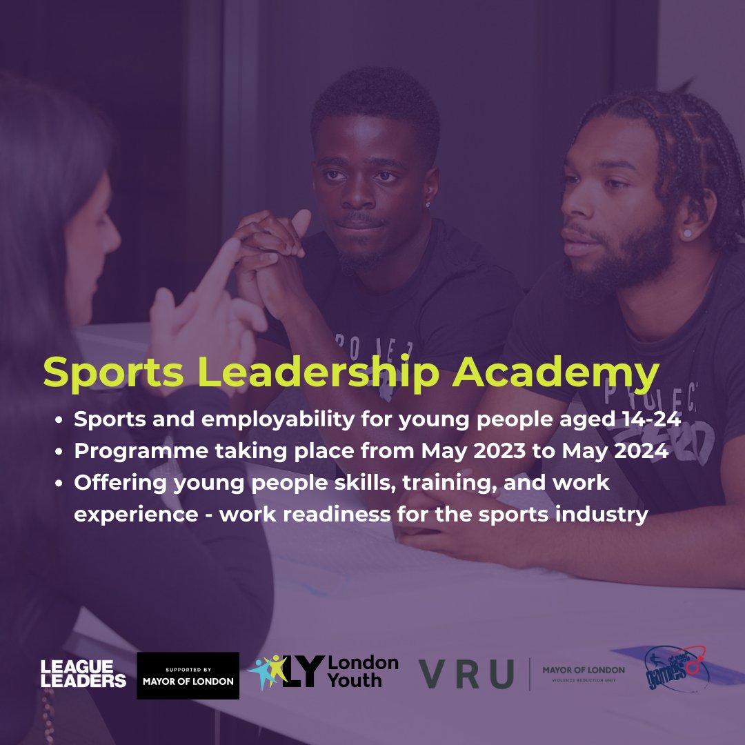 LondonYouth's tweet photo. 📢 We're excited to announce our Sports Leadership Academy!

🏃 Increasing skills, knowledge &amp; confidence of 100 young people living in some of London’s most underserved communities.

🤝 Delivered with @StreetGames &amp; @League_Leaders_, in partnership with @LDN_VRU &amp; @MayorofLondon https://t.co/UsCp8hBW4S