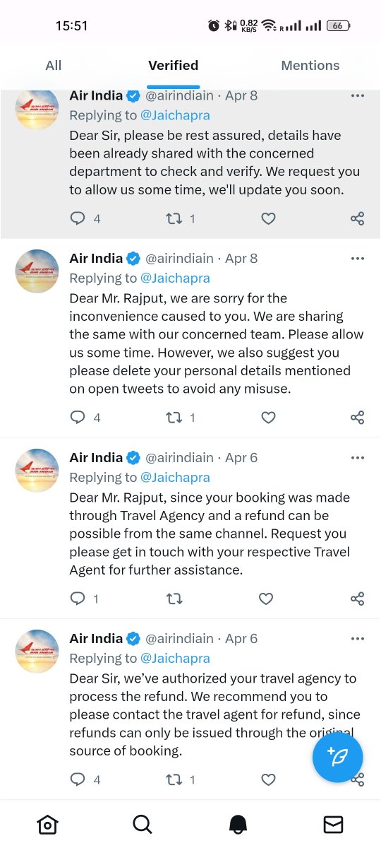 Jaichapra's tweet photo. @airindiain Please do not book your tickets with Air India #FraudAirline. They are fraud.
 My experience is very bad with Air India. They cancelled flight, Suspended my ticket and not refunding my money .

PNR - JR5KUO
DEL - IXB
13 Feb 2023.. https://t.co/shSZBY9lAQ