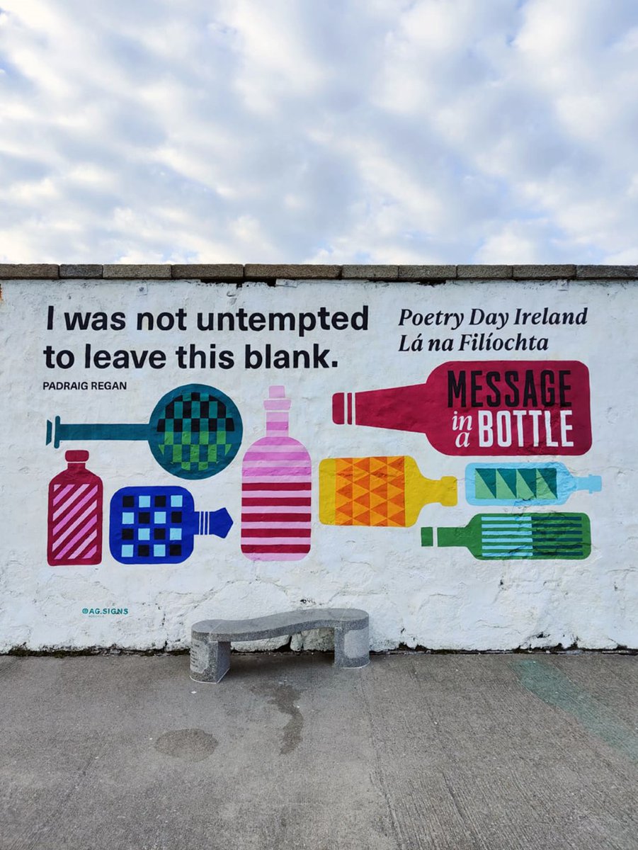 We are so excited this week to reveal our #PoetryDayIrl mural - located on the end of the South Wall by the Poolbeg lighthouse (very fitting with our theme) & including a beautiful line from @Padraig_Regan. Thank you to @BoyleDesign & of course @DublinPortCo for their support.