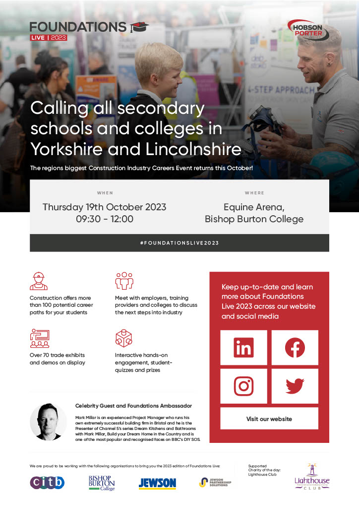 Foundations (@hpfoundations) on Twitter photo This is a great opportunity for young people to gain an insight into the vast amount of careers available in the construction industry. Email: jacquie.blades@hobsonporter.com to join us
#careers #loveconstruction #foundationslive2023 #schools #colleges #constructioncareers This is a great opportunity for young people to gain an insight into the vast amount of careers available in the construction industry. Email: jacquie.blades@hobsonporter.com to join us
#careers #loveconstruction #foundationslive2023 #schools #colleges #constructioncareers