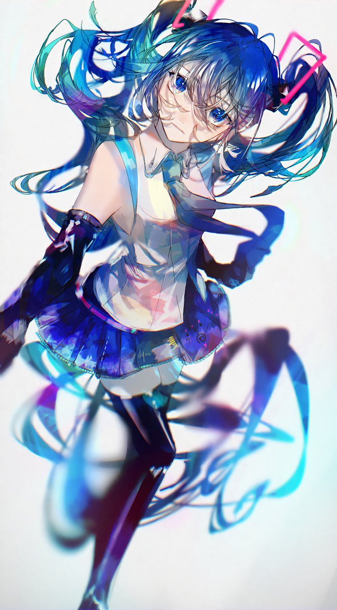 hatsune miku 1girl solo skirt twintails long hair necktie blue eyes  illustration images