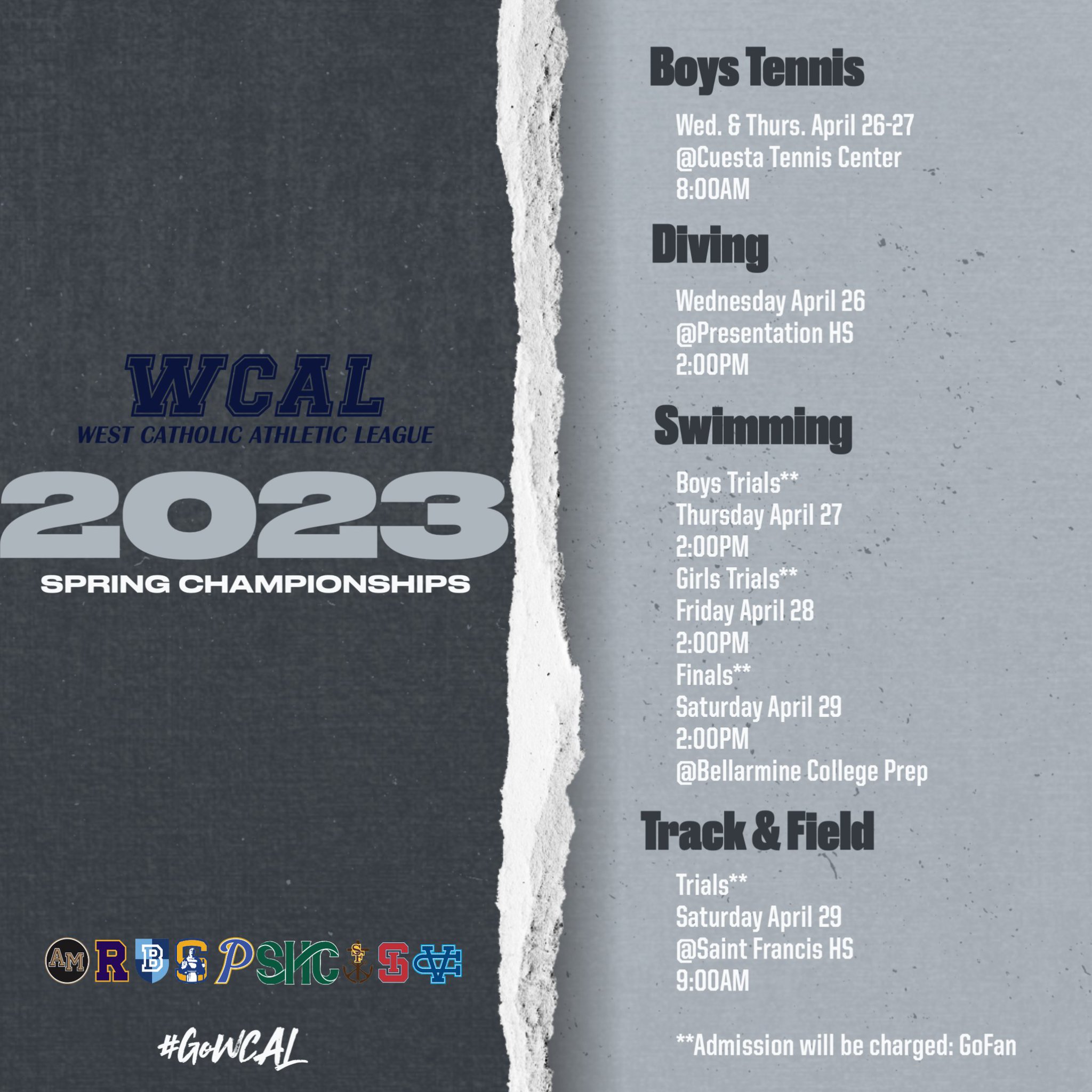 WCALSports on Twitter "WCAL 2023 Spring Championships start this week