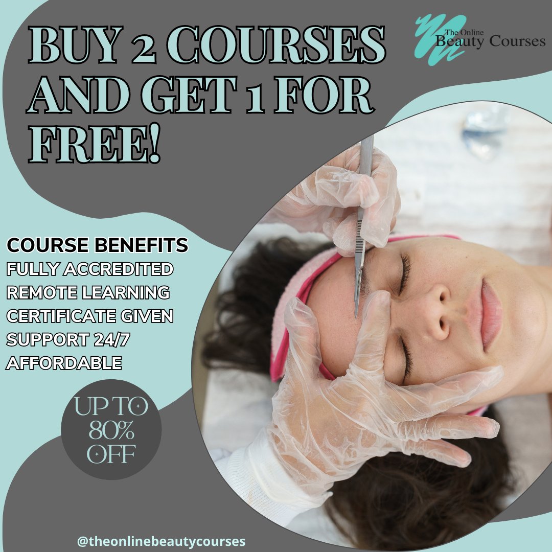 TOBC_CS's tweet photo. BUY 2 COURSES AND GET 1 FOR FREE!

Course benefits:
- fully accredited courses
- remote learning
- certificate given upon course completion
- 24/7 live support
- affordable

#beauty #beautycourses #remote #beautytraining #kentbeauty #professionalbeauty #browbar #skinspecialist https://t.co/Okvw7DYz6n