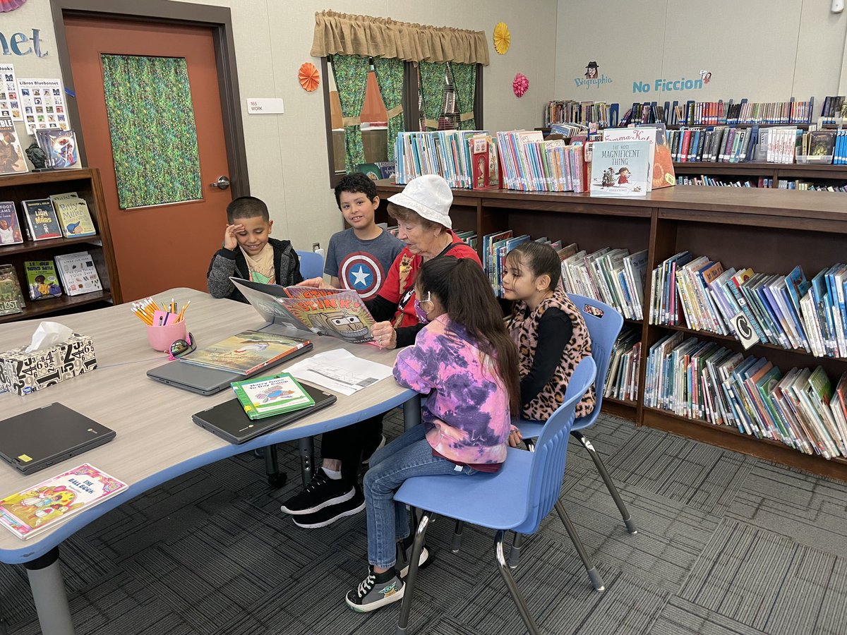 Mrs. Red is @plumcreekelem sharing her love of reading with our students. I promise I turned 8 when she walked in the door😊. #lovemylisd @LockhartISD #pceproud #volunteersareawesome