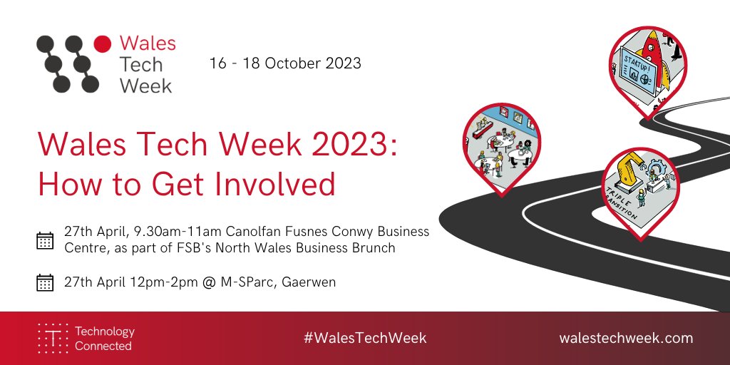 In just three days time, the <a href="/WalesTechWeek/">Wales Tech Week</a> Roadshow will be coming to Conwy &amp; Gaerwen!

🗓️Register for 9.30am-11am @ <a href="/FSB_Wales/">Wales FSB Cymru</a>: fsb.org.uk/event-calendar…

🗓️Register for 12pm-2pm @ <a href="/M_SParc/">M-SParc</a>: technologyconnected.glueup.com/event/wales-te…