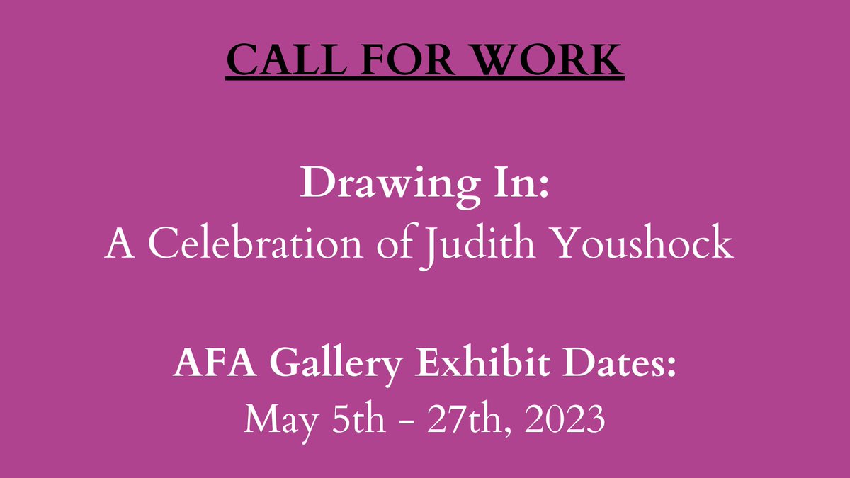 CALL FOR WORK for May 2023 at #AFAGalleryScranton.

Visit our website to learn more - artistsforart.org 

#afagallery #artistsforart #callforartwork #artwork