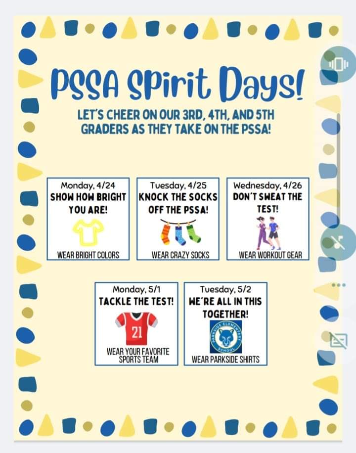 Thanks for sharing Ms. Green! (And checking it's the whole school)

Let's cheer on our 3rd, 4th and 5th graders as they take their PSSA!
