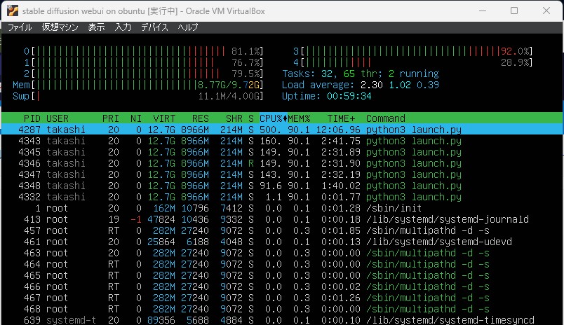shimesaba_type0's tweet image. #stablediffusionwebui を VM に入れて出力したんだ。
猫
10GB RAM, 4 Core CPU, No GPU
5分もかかった orz
やっぱり GPU が必要だな

かわいい絵を生成したい！
取り急ぎ Google Colab の選択肢しかなさそう

しかし、生成するときは CPU , RAM ともに使えるだけ使う感じだな