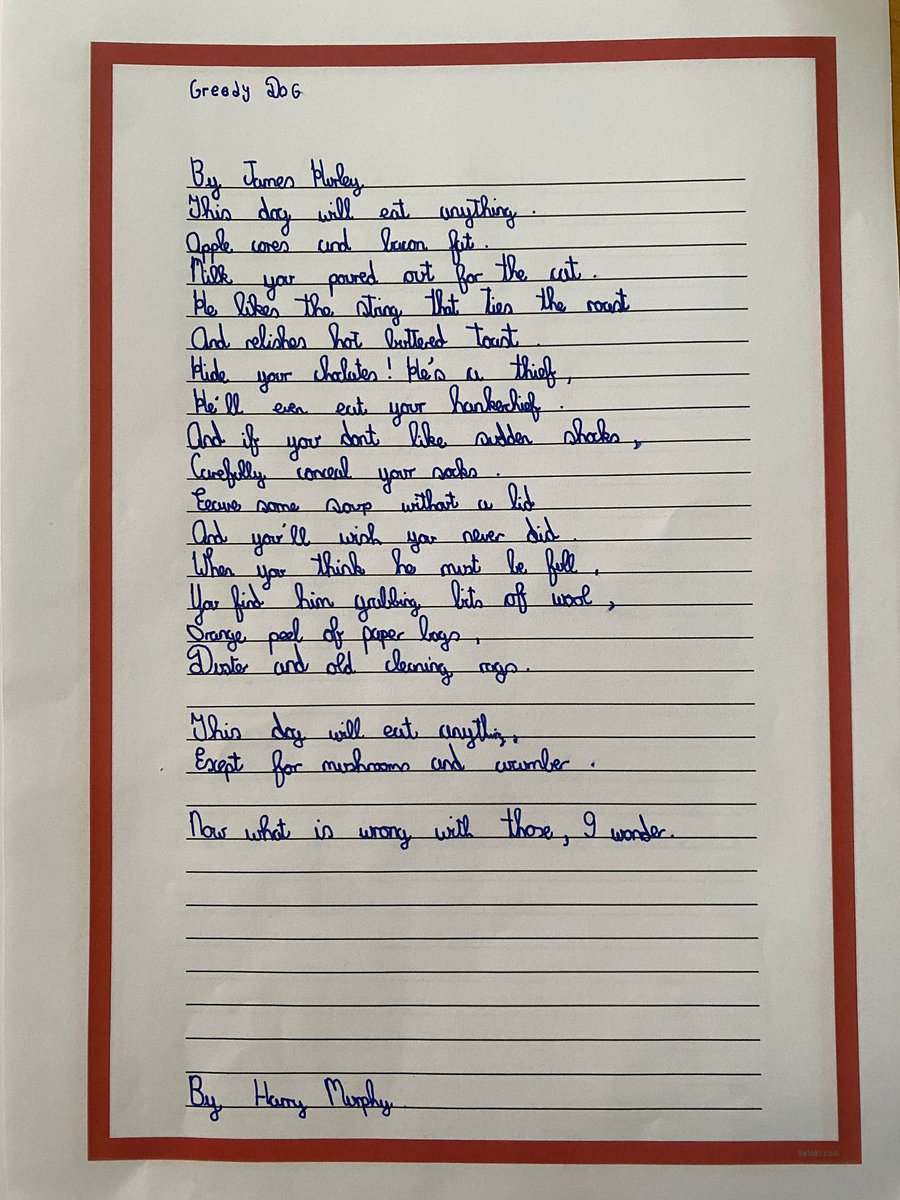 Well done to Harry from Ms Doyle’s 5th Class - our Star Writer for April!🤩