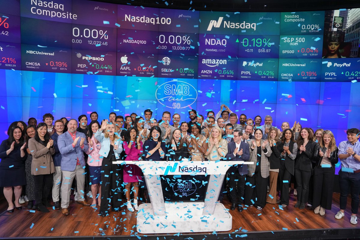 NasdaqExchange's tweet image. ⚡ Recognizing startups that are transforming the SMB tech ecosystem, @GGVCapital celebrated their #SMBTech50 list alongside honorees at the Nasdaq Opening Bell. 🛎 @NasdaqExchange is proud of our partnership with GGV &amp;amp; look forward to following the SMBTech 50 honorees as they…