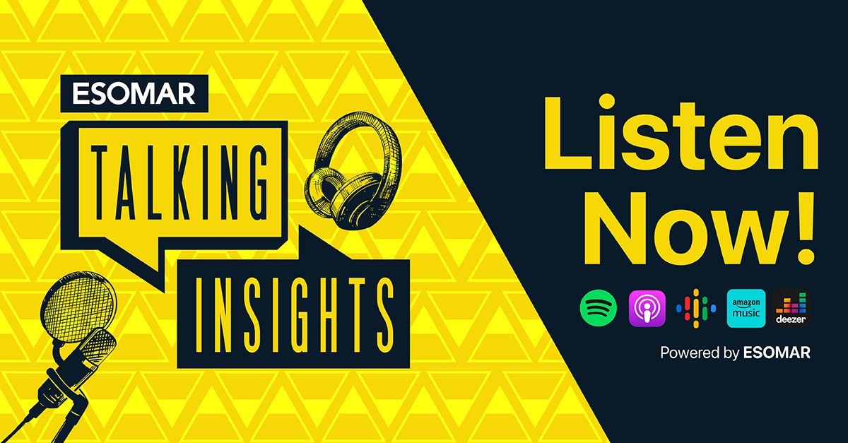 📢 The first episode of #TalkingInsights is out now! 🎙Join Gabriela Kusters and Xabier Palacio as they interview🔝 speakers from #ESOMARLATAM2023 and explore the latest #insights on market #research. 🚀Listen on your favourite platform or our website ➡️ bit.ly/3AppD4U