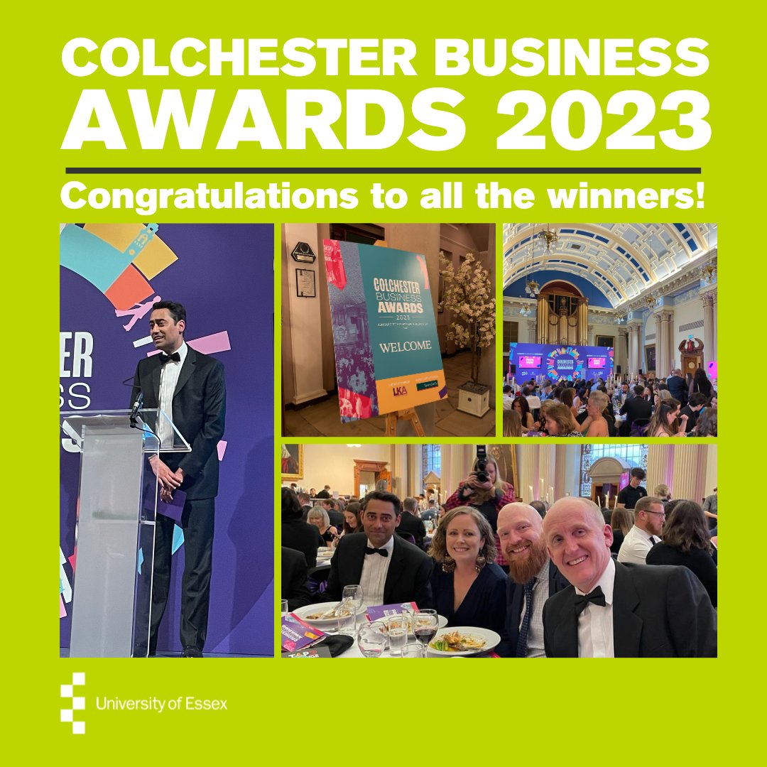 Business Innovation & Enterprise at Essex (@uoe_business) on Twitter photo Our team had a great time at the Colchester Business Awards, celebrating local success stories. Congratulations to all the shortlisted businesses and winners, including Martin Leatherdale who won Business Leader of the Year, which the <a href="/Uni_of_Essex/">University of Essex</a> had the pleasure of sponsoring. Our team had a great time at the Colchester Business Awards, celebrating local success stories. Congratulations to all the shortlisted businesses and winners, including Martin Leatherdale who won Business Leader of the Year, which the <a href="/Uni_of_Essex/">University of Essex</a> had the pleasure of sponsoring.