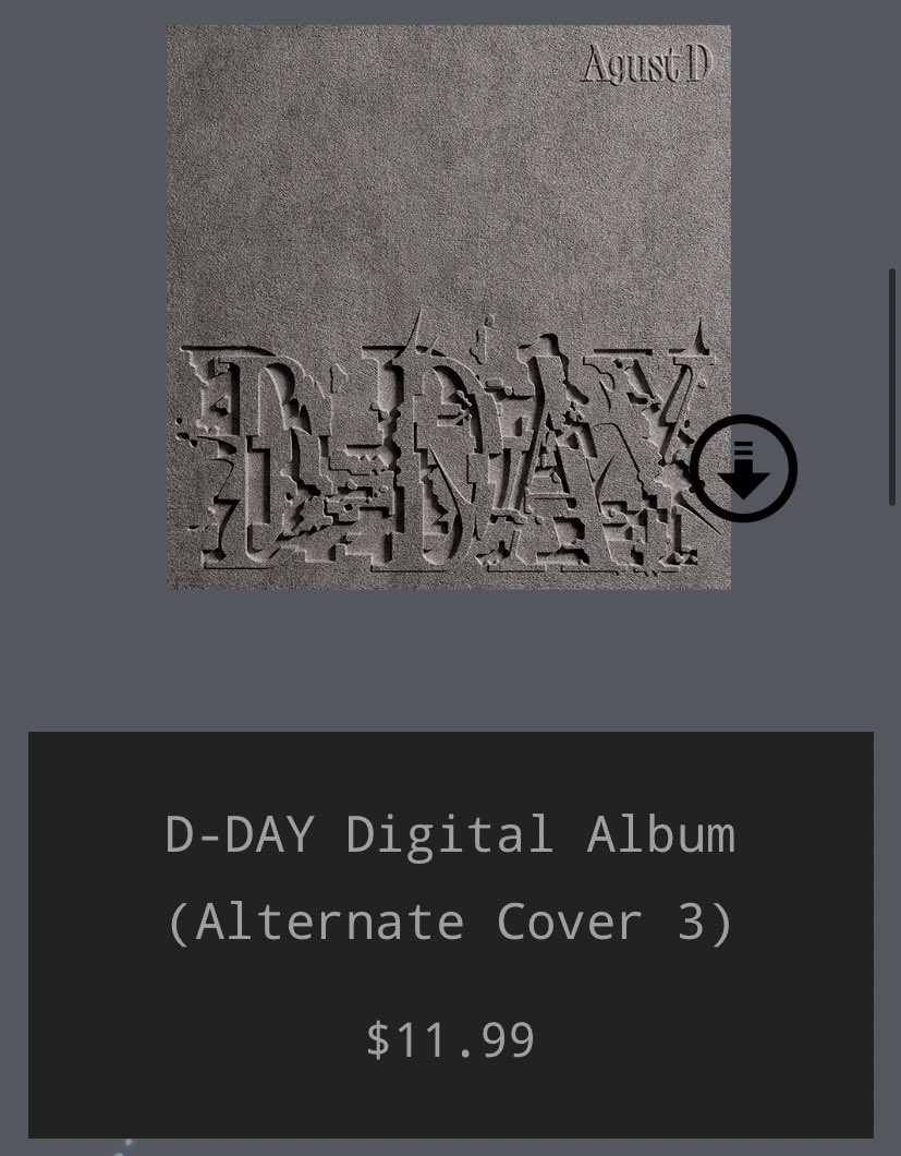 🇺🇸🇵🇷 Agust D “D-Day” Digital album (alternate cover 1,2,3) are now available on US store!

bts-official.us/collections/ag…