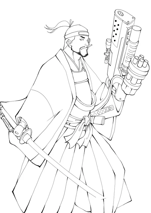 侍の線画を描いて寝ます。

#侍
#線画 
