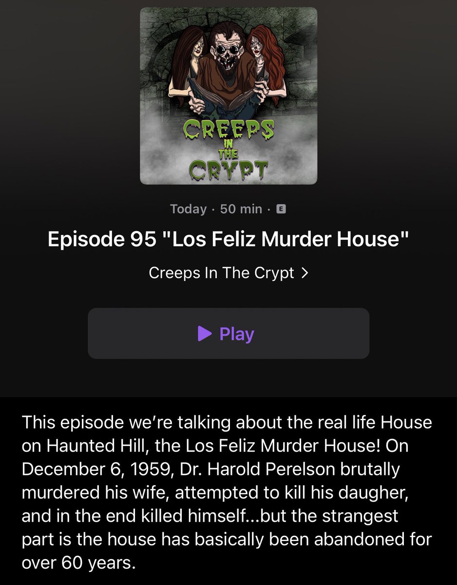 NEW EPISODE IS OUT

beacons.ai/creepsinthecry…

#losfeliz #losangeles #murderhouse #truecrime #truecrimes #truecrimeaddict #truecrimeobsessed #staysexydontgetmurdered #ssdgm #paranormal #myfavoritemurder #PodNation #spooky #CaliforniaAdventure #castbox #ApplePodcast #spotify #fear