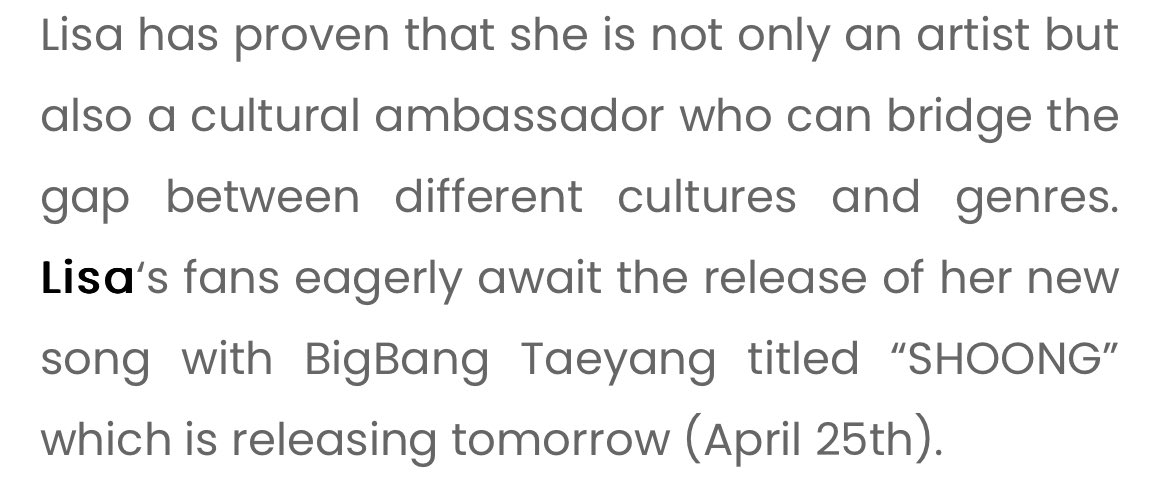 This is a very good article about #LISA being the most mentioned solo artist during Coachella! 

Please engage and give the article a heart ✨

BOSSPINK LISA COACHELLA
#LisachellaReturns