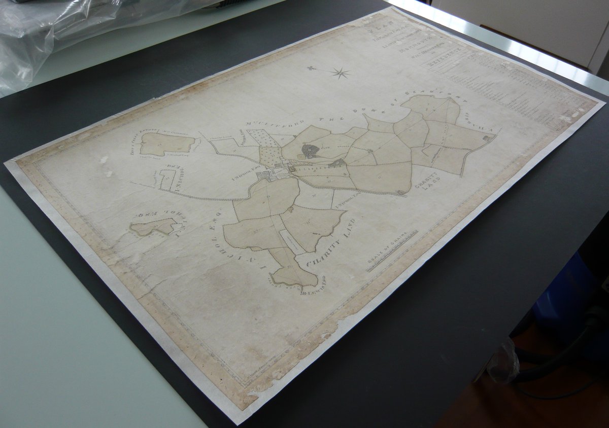 This map of a family farm in Monmouth dated 1828 arrived in the studio a little worse for wear... But after a wash and repair it is framed and ready to go back on the wall:
#paperconservation #YesIWashPaper