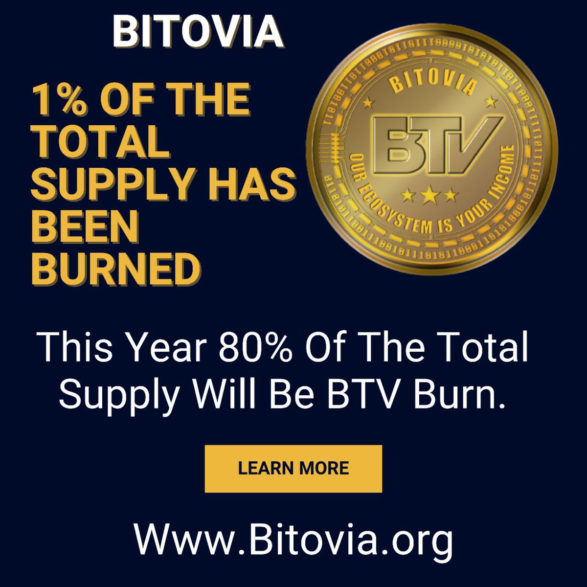 bitoviaoffical's tweet photo. Dear Community Today 1% of total supply  Burn🔥🔥#BITOVIA #BTV #Binance                                          #BNB #BSCGems #GEM #1000xgem #btc #BullRun #AirdropAlert #airdrop #burn #earncrypto #BabyDogeArmy #PEPE  #FlokiArmy #Flokilisting https://t.co/mf4I59EA7x
