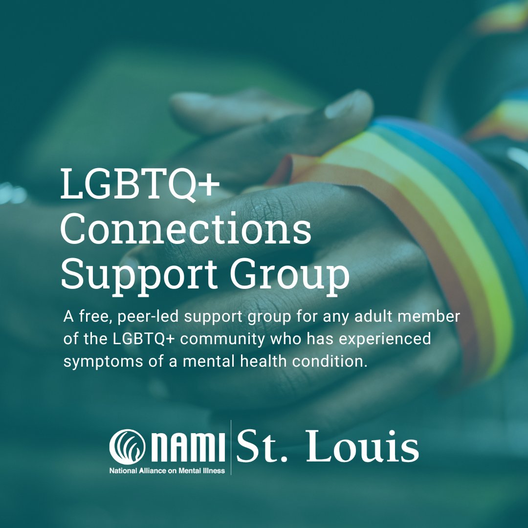 namistl's tweet photo. Join #NAMISTL for a free, peer-led support group for any adult member of the LGBTQ+ community who has experienced symptoms of a mental health condition.  Register for the May 1st session from 8-9:30pm CDT https://t.co/7I5JPHpNTy https://t.co/uh9R14dFtP