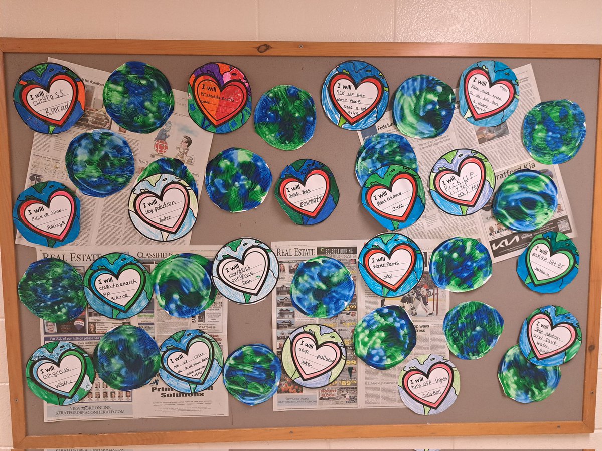 NorthEasthopePS's tweet photo. Ms Browning's class of 'Earth Warriors' made some special commitments to taking care of our planet - and some beautiful art for our hallway!! @yourschools #EarthDay2023 #earthwarriors #smarteagles ☘️🌿🪴🦅🌍❤️👍 https://t.co/lhkS8u98CA