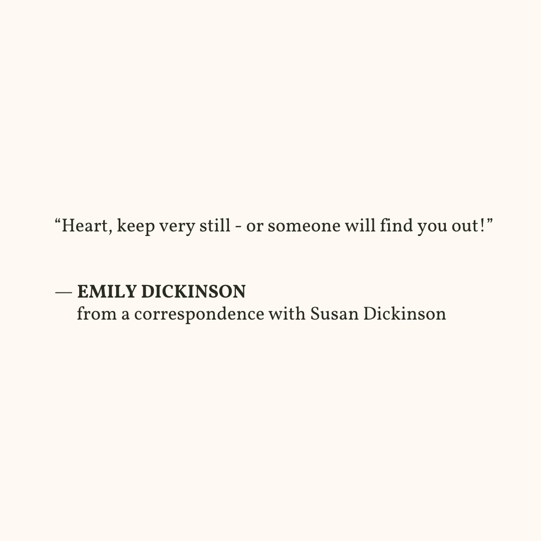“I do think it's wonderful, Susie, that our hearts don't break, every day,”

— Emily Dickinson, from a correspondence with Susan Dickinson

archive.emilydickinson.org/working/hl13.h…