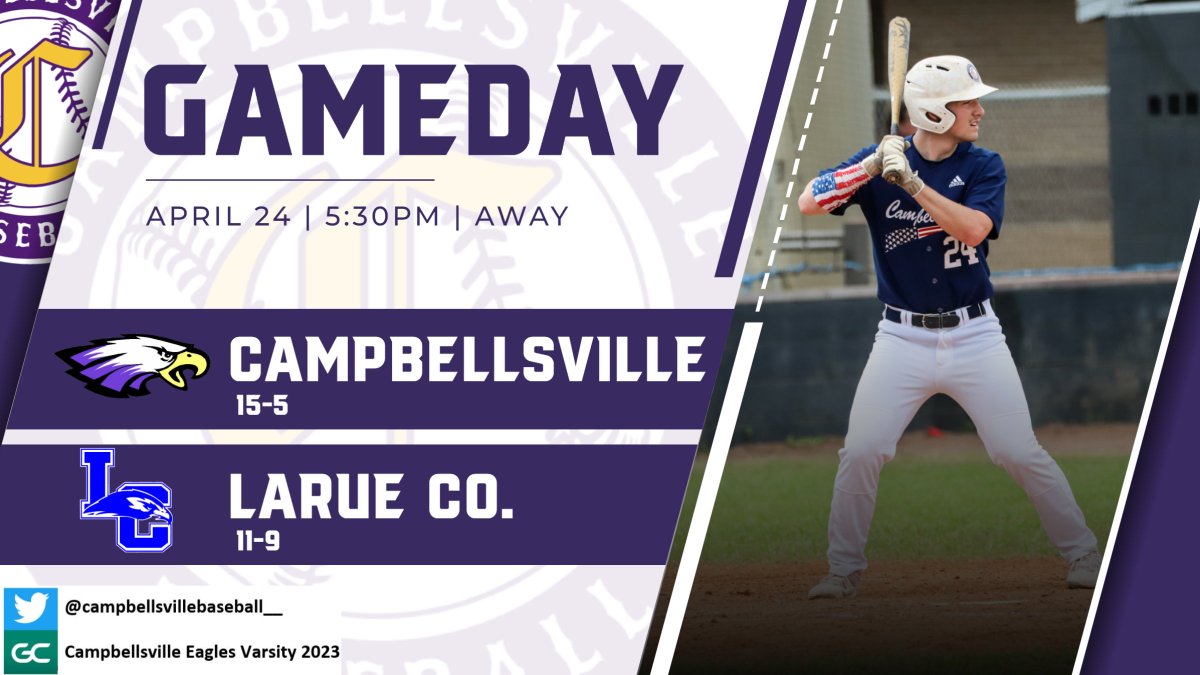 GAMEDAY! Eagles are back in action today as they travel to Larue Co. tonight for a V/JV Double-Header against the Hawks. First pitch is scheduled for 5:30. Follow the action live on GameChanger! #GOEAGLES #AAIT