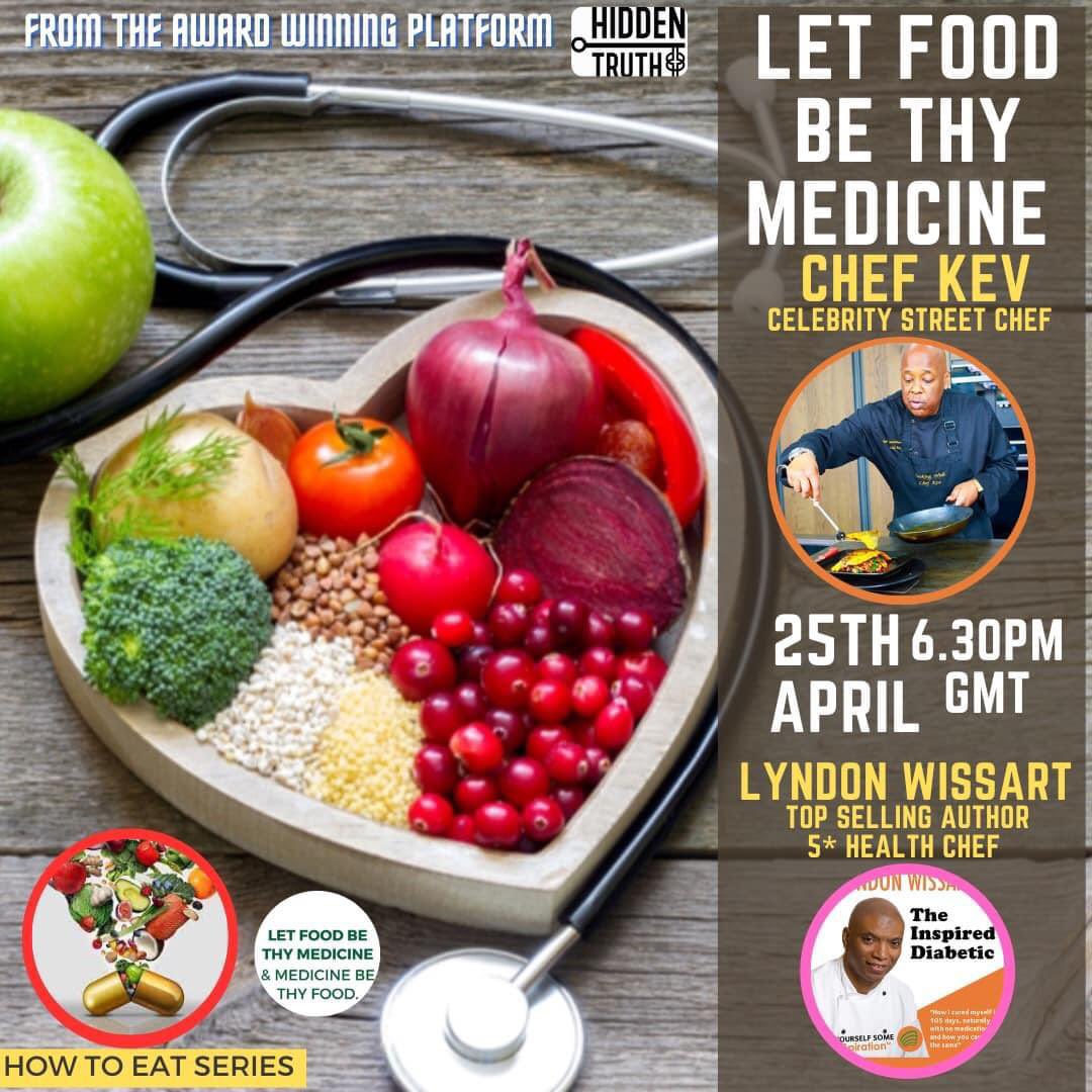 HIDDEN TRUTH 
HOW TO EAT TO LIVE SERIES.......... next Nubian Tuesday will be dedicated to this theme 2 of the best in the game…… it’s going to be a cracker! Register now @  theinvestigator.org.uk/events #diabetes #diabetic