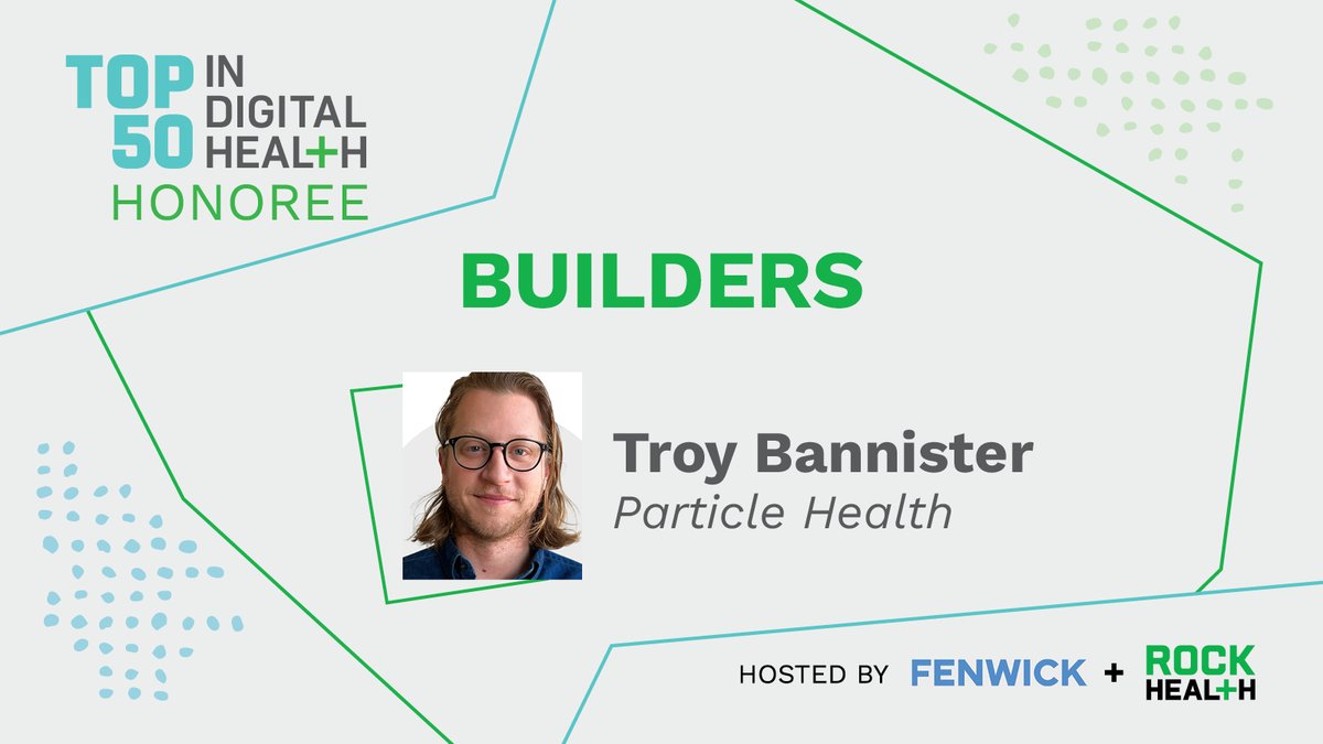 Wahoo! @TroyHBannister has been recognized as a Top 50 in Digital Health Builder Category honoree! Thank you to @Rock_Health for the recognition, and congratulations to all of the Top 50 honorees! bit.ly/3nVj5YR #Top50inDigitalHealth