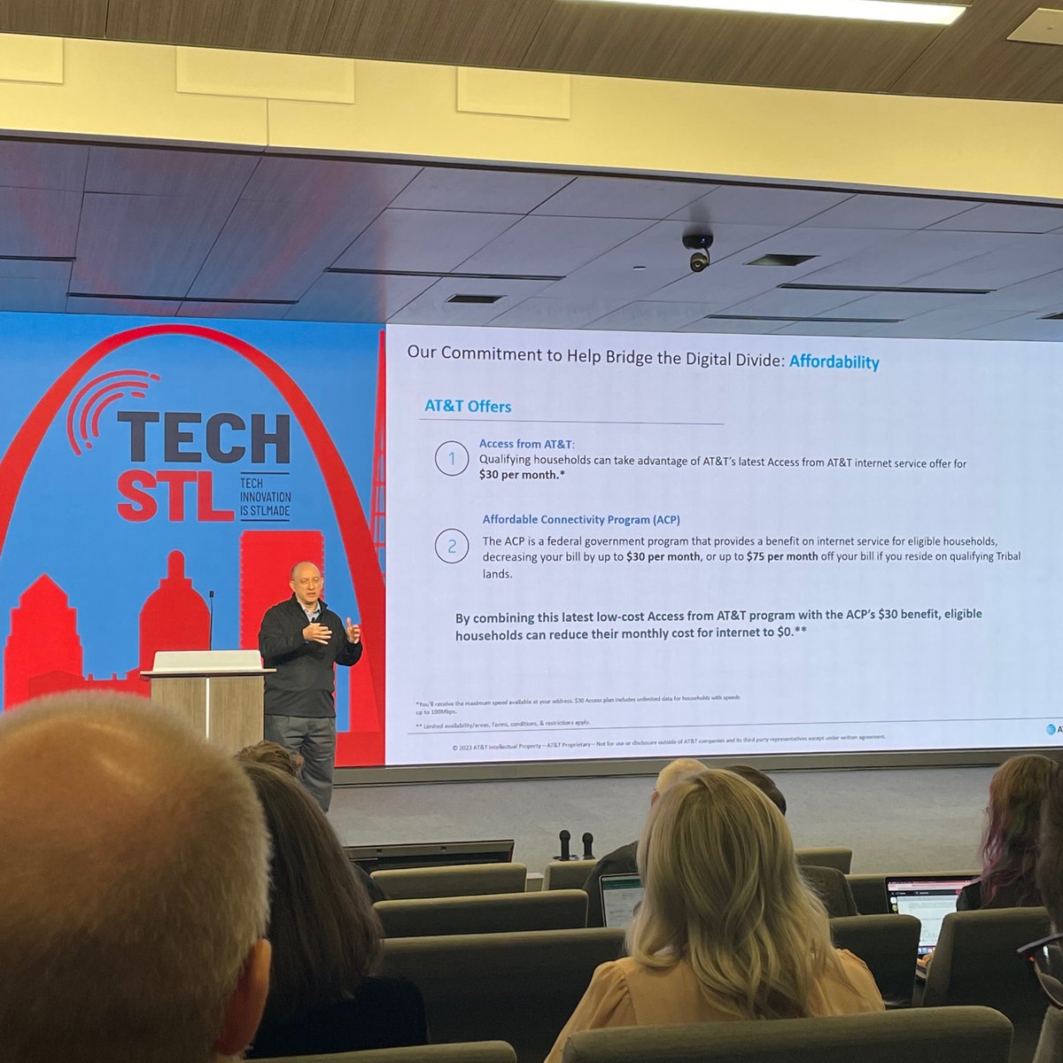 tenacityio's tweet image. President of AT&amp;amp;T Missouri talking about #digitaldivide at #STLTechweek2023