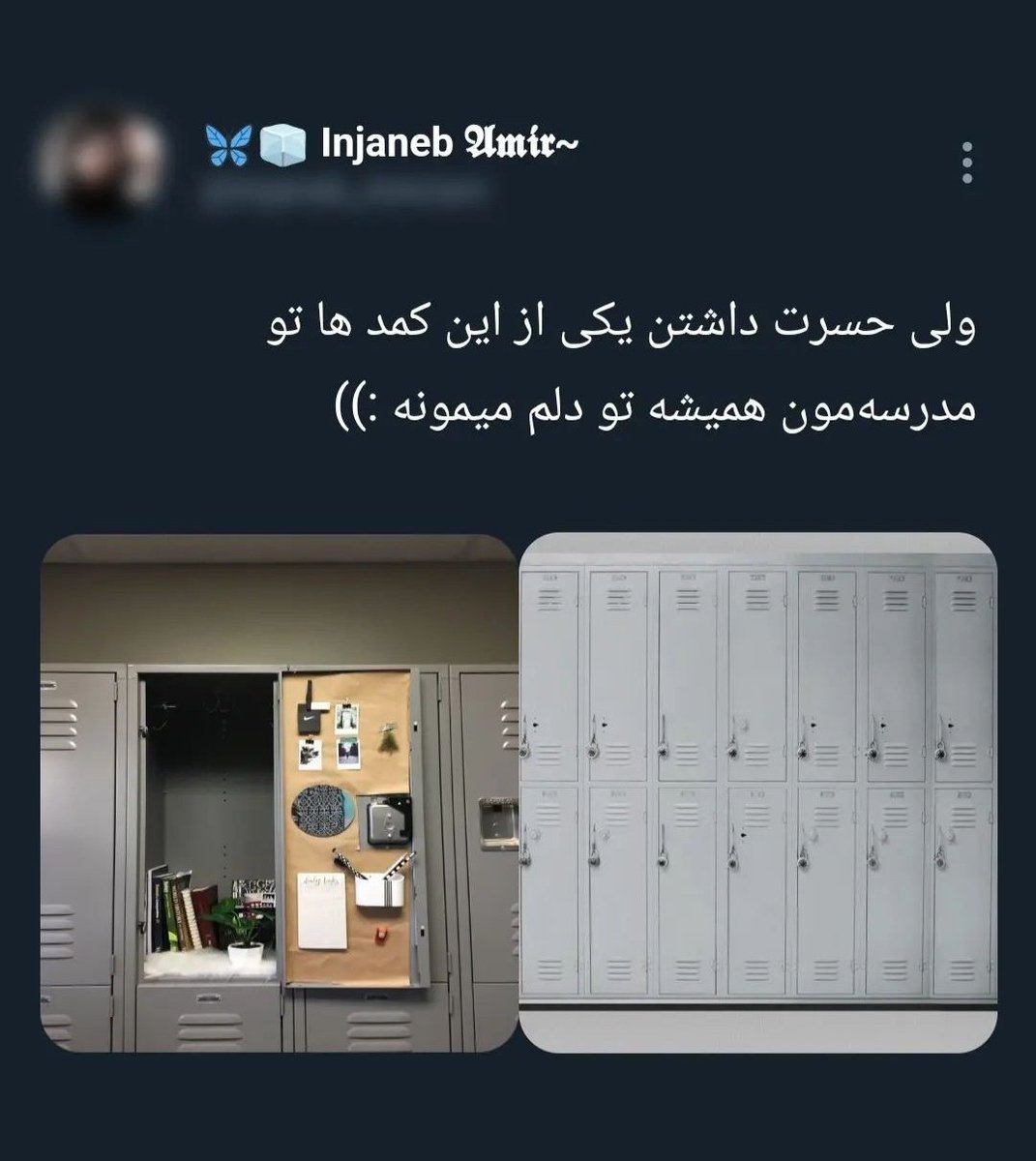 RealSeyedX's tweet photo. ببینید فیلم های تینیجری هالیوودی چه توهمی ایجاد کرده: حسرت برای چیزی که وجود خارجی نداره!

بنده از یکی از بهترین دبیرستان های کلفرنیا فارغ التحصیل شدم و مدرسه ما چنین کمدهایی جز در زنگ ورزش که محدود به همان زمان بود نداشت! اون چیزی که در فیلم ها می بینید جز در مواردِ خاصِ مدارسِ خصوصی در مدارس عمومیِ امریکایی وجود خارجی نداره. یعنی اینکه کمد خودت رو داشته باشی و به درِ لاکر عکس و یادداشت چسبانده باشی، بعد گهگاهی وسط راهرو دعوا بشه و یا کراش بزنی روی فلان دختر و پسر، اینا همه اش غیرواقعی است 😅 مثل فیلم های ترکی که صرفا جنبه صادراتی دارند و با واقعیات ترکیه همخوانی نداره، این تصاویر هم در فیلم های هالیوودی ساخته میشن برای صادرات "فرهنگِ امریکایی". برای ایجاد حسرت در دل های جوان آسیایی! احتمال اینکه شما در مدرسه ای در امریکا گلوله بخوری خیلی خیلی بیشتر است از احتمال داشتن چنین کمدی :)