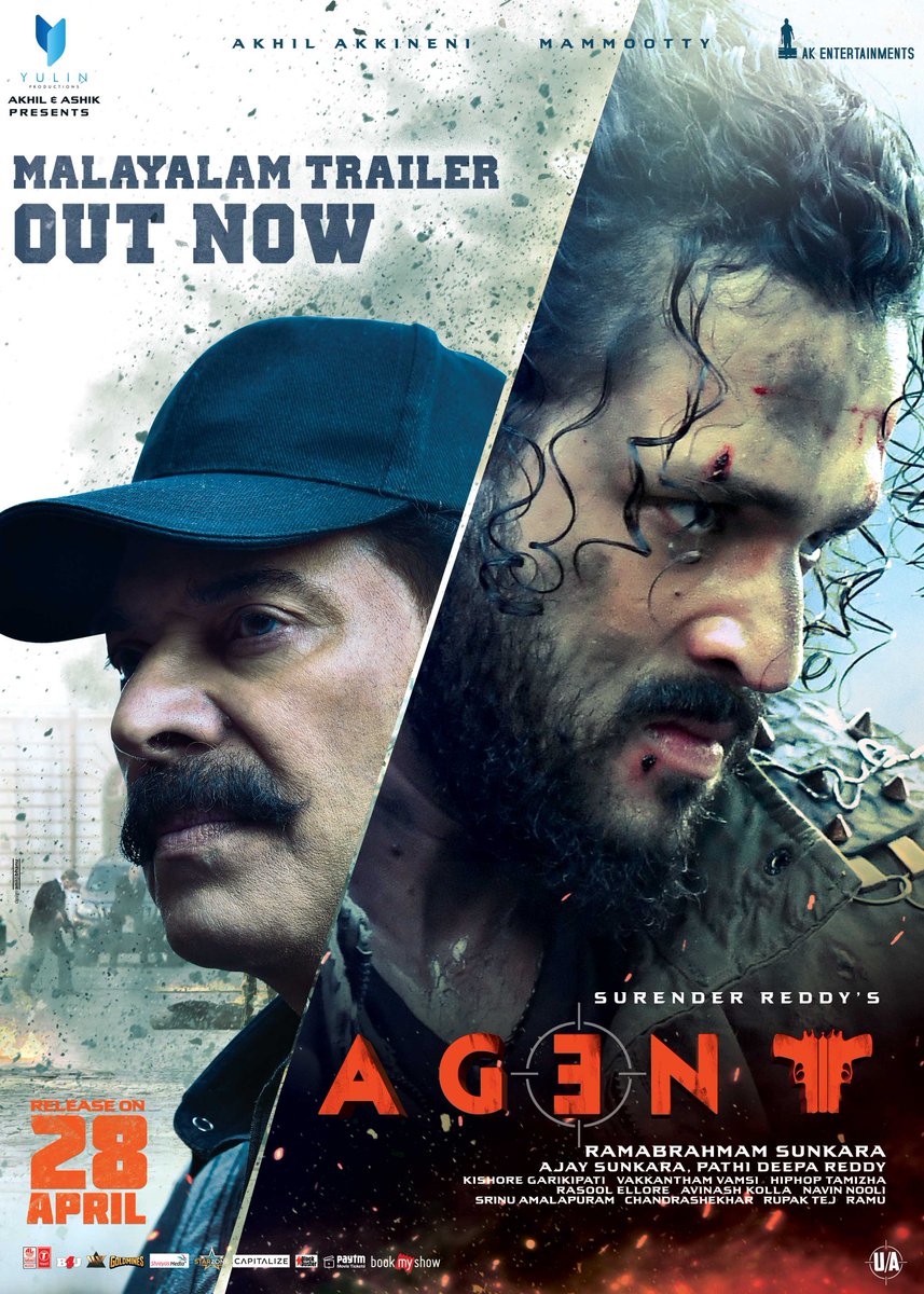 #Agent Malayalam Official Trailer Out Now ! In Cinemas On April 28. youtu.be/Gbcj8NyKQc0 #AGENTonApril28th @AkhilAkkineni8 #DinoMorea @sakshivaidya99 @DirSurender @AnilSunkara1 @AKentsOfficial @YulinProduction