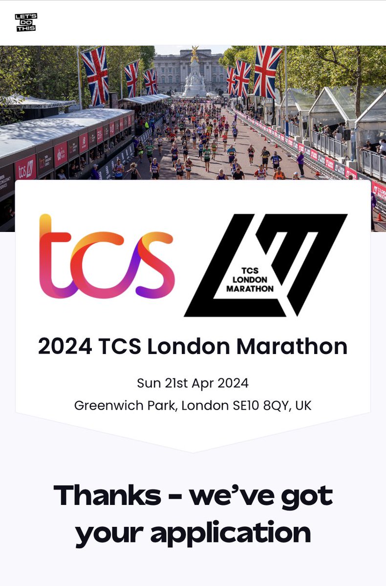 I’ve entered the ballot for a place for next years London Marathon this will be the 8th year of entering unsuccessfully, will 2024 be my year? #TCSLondonMarathon2024