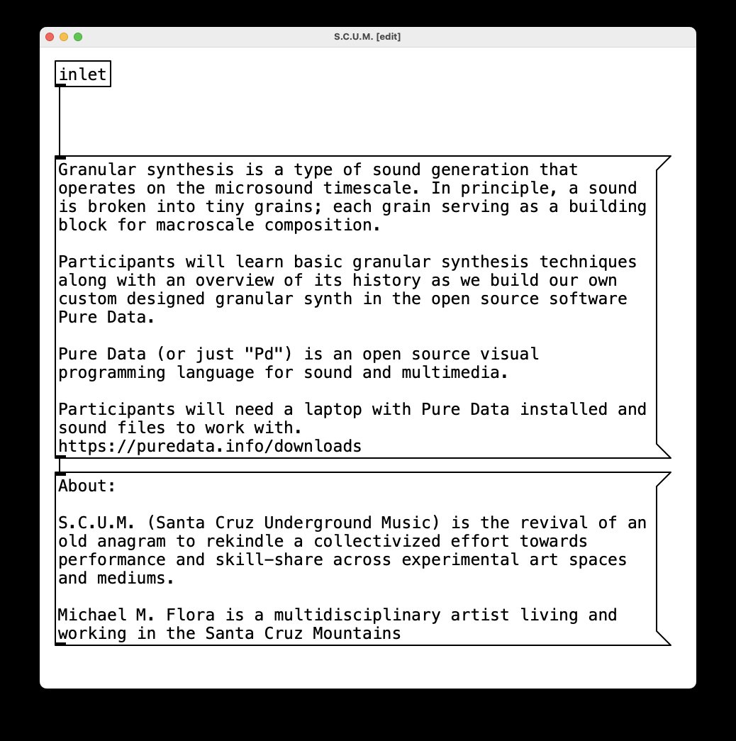 Participants will need a laptop with PD installed