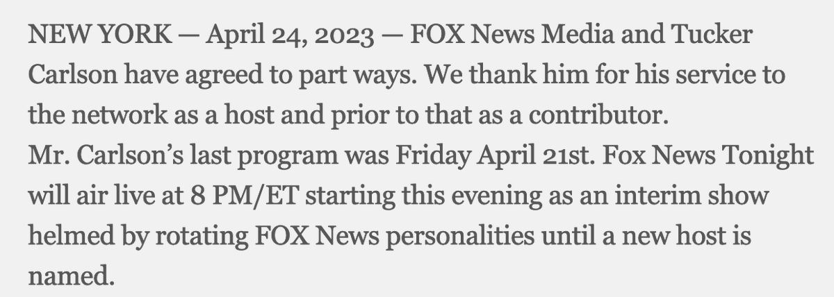 Phil_Lewis_'s tweet image. BREAKING: Tucker Carlson is out at Fox News mediaite.com/tv/breaking-tu…