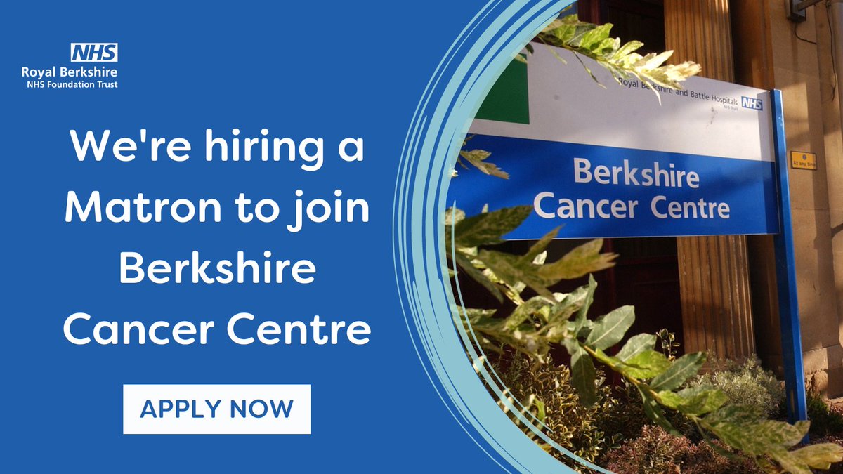 We're looking for a #Matron to join our team at the Berkshire Cancer Centre. If you're experienced and ambitious with great leadership and communication skills, apply here: bit.ly/41Aa4n4

#NHSJobs #BerkshireCancerCentre #NHS #NHSCareers