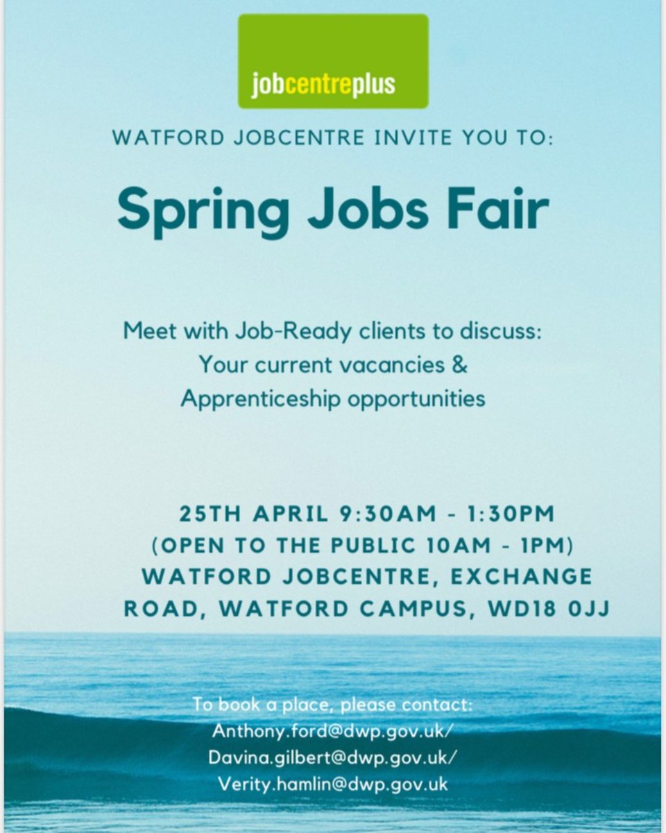 CamphillVillag1's tweet image. Spring Jobs Fair!!

Visit us at the spring job fair in Watford tomorrow. You will meet our HR team and  Job-Ready clients to discuss current vacancies &amp;amp; Apprenticeship opportunities.

We are looking forward to seeing you there!

#camphillvillagetrust #cvt #springjobfair #jobfair