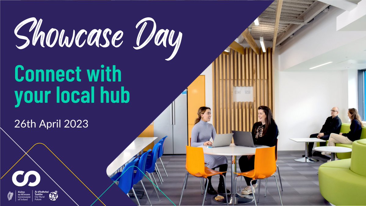 Over 50 remote working hubs are opening their doors to the public this week as part of <a href="/connectedhubs/">ConnectedHubs.ie</a> #ShowcaseDay. 

Drop in on your local hub to see how it could #TransformYourWorkDay. 

#OurRuralFuture #ConnectedHubs